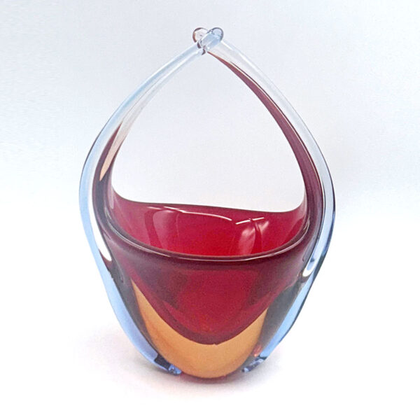 Murano Flame Red Glass Centre Piece Vase 20th