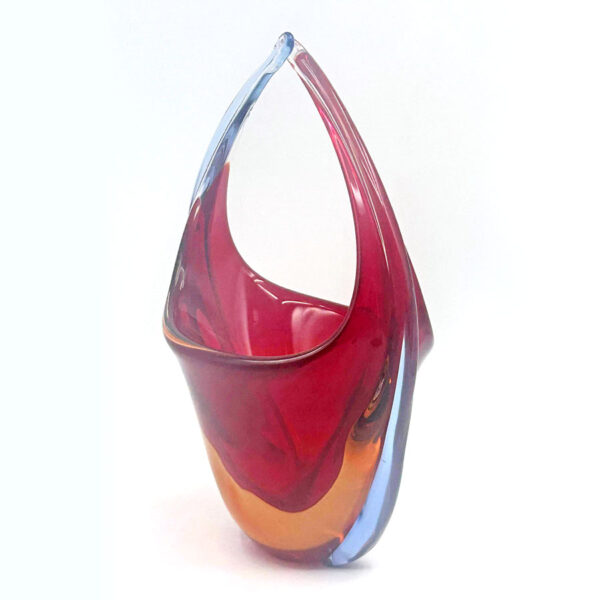 Murano Flame Red Glass Centre Piece Vase 20th