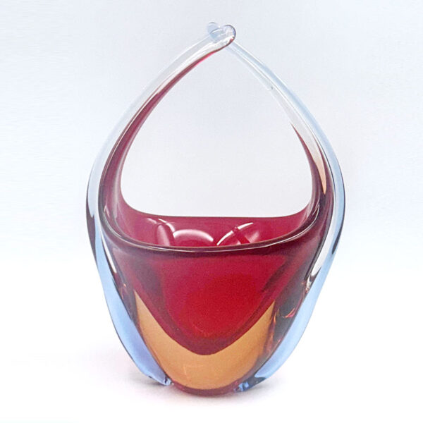 Murano Flame Red Glass Centre Piece Vase 20th