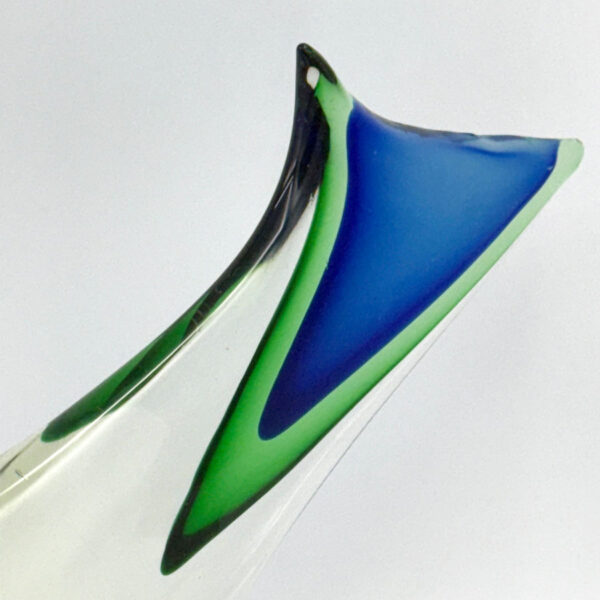 Murano Large Fish Clear Glass With Blue and Green 20th