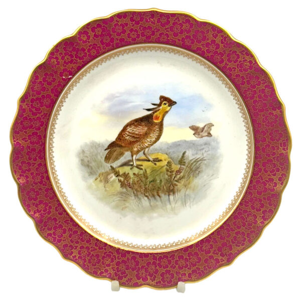 Royal-Worcester-pheasant-cabinet-plate Royal Worcester Pheasant Hand Painted Cabinet Plate C1888