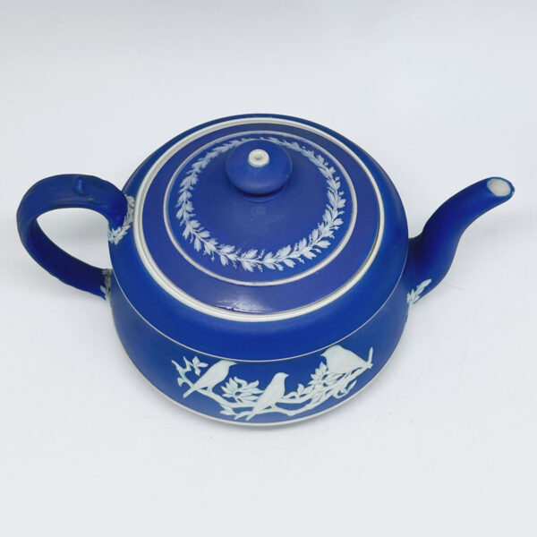 Wedgwood Cobalt Blue Jasper Ware Bird Scene  Tea Pot 1912