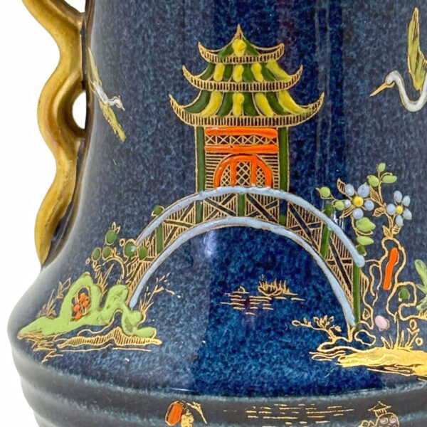 Carlton Ware Chinoiserie Blue Royale Pergoda Vase