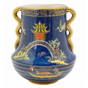 Carlton Ware Chinoiserie Blue Royale Pergoda Vase