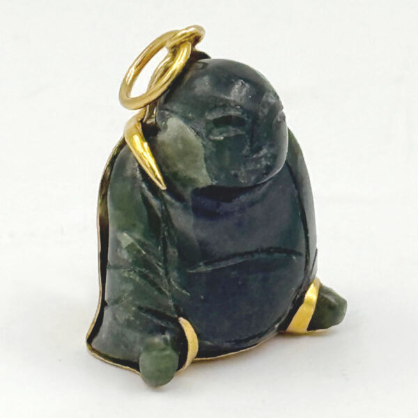 Chinese 14Ct Gold Jade Buddha Charm Pendant