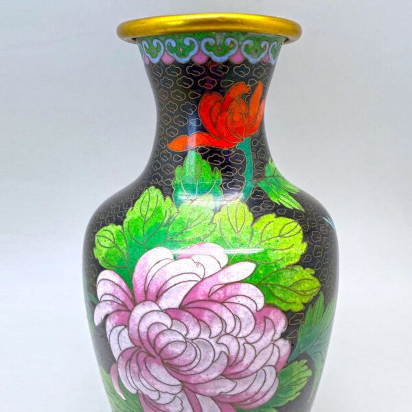 Cloisonné-peony-Japanese-floral-vase-2 Cloisonné Peony Japanese Floral Vase 20th