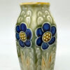 Royal Doulton Lambeth England Stoneware Pair Stylised Flowers Vases C1930