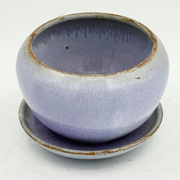 Linnware Pottery Pot Plant Holder Purple Glaze