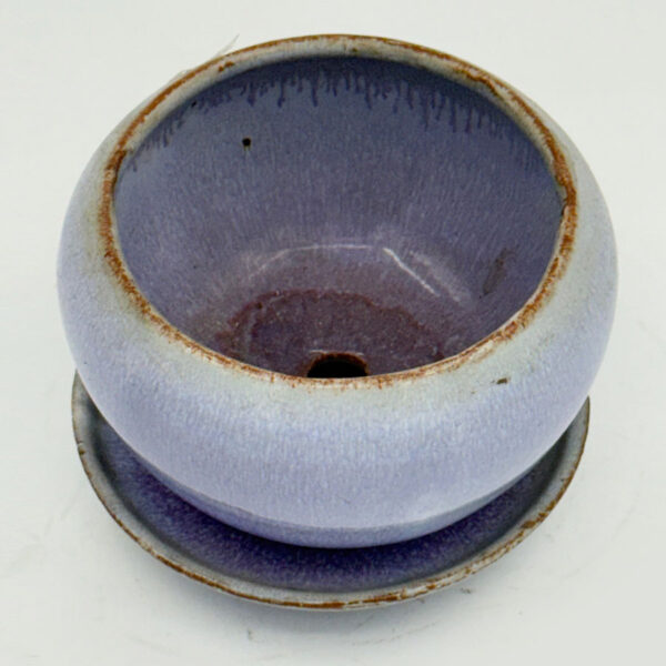 Linnware Pottery Pot Plant Holder Purple Glaze