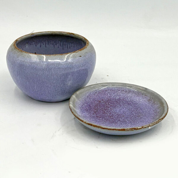 Linnware Pottery Pot Plant Holder Purple Glaze