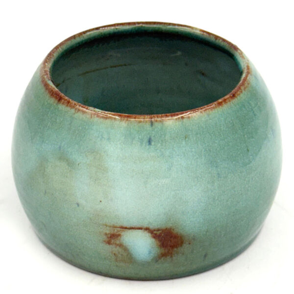 Linnware Pottery Squat Base Vase Green Glaze