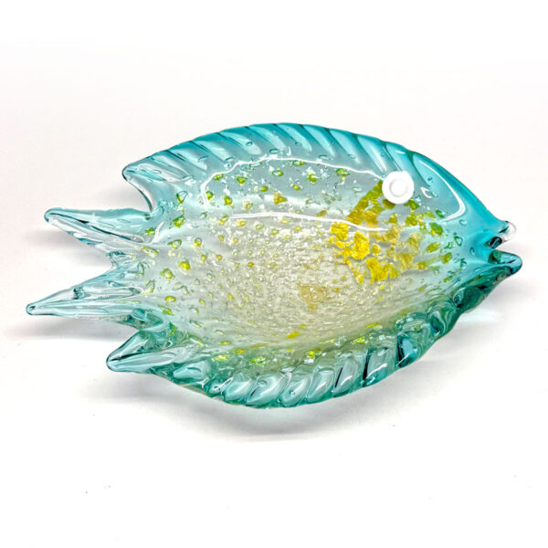 Murano Seguso Blue Silver Speck Large Fish Bowl 20th