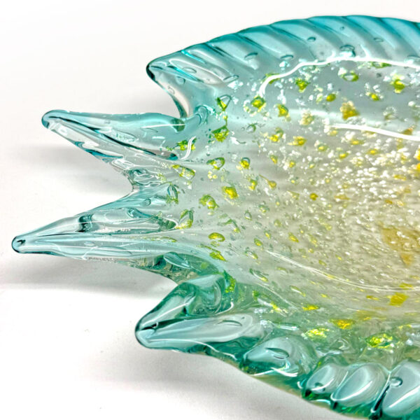 Murano Seguso Blue Silver Speck Large Fish Bowl 20th