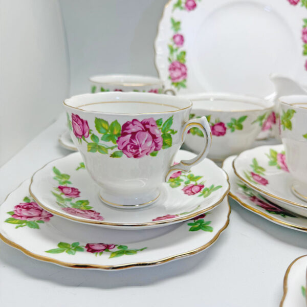 Royal Vale 21 Piece Pink Rose  Tea Set