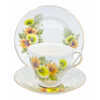 Royal Vale Floral Orange Green Daisy Tea Trio 8622