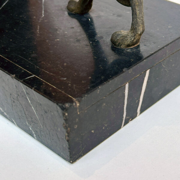 Art Deco Centrepiece La Reprimande Lady With Greyhound On Onyx and Marble Base C1930