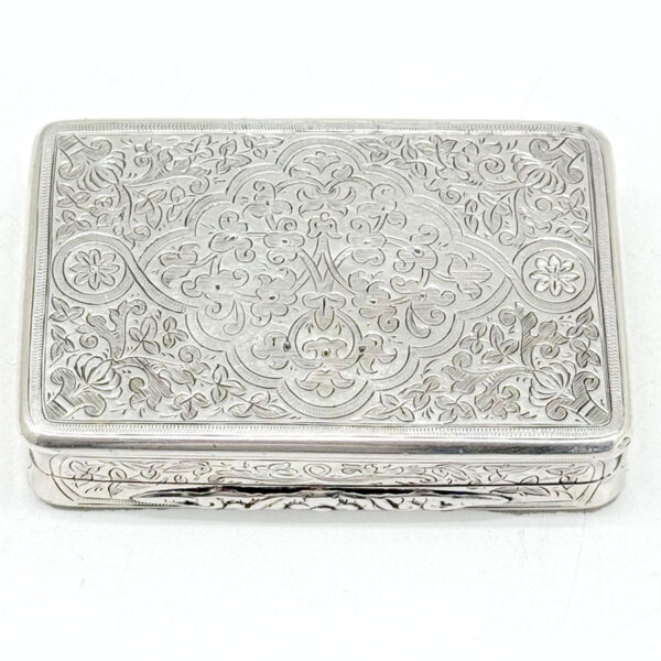 Hallmarked Silver Victorian Large Snuff Box Birmingham 1887