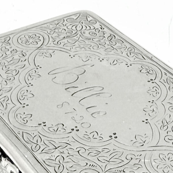 Hallmarked Silver Victorian Large Snuff Box Birmingham 1887