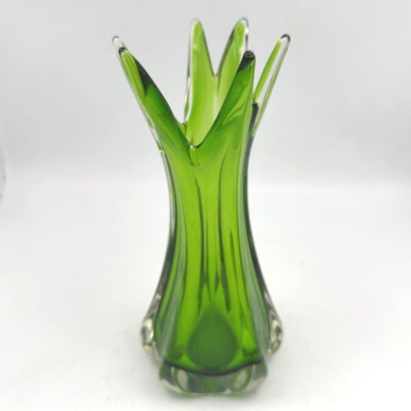 Murano Seguso Sommerso Green Flame Glass Vase C1970