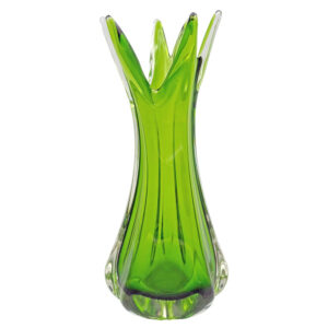 Murano Seguso Sommerso Green Flame Glass Vase C1970