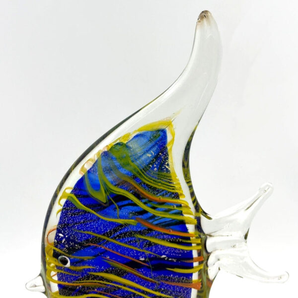 Murano Seguso Yellow Blue Cased Glass Angel Fish 20th
