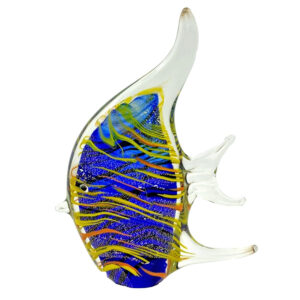 Murano Seguso Yellow Blue Cased Glass Angel Fish 20th