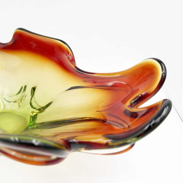 Murano Somerso Green To Amber Free Form Large  Glass Centre Piece Bowl C1970