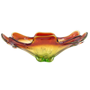 Murano Somerso Green To Amber Free Form Large  Glass Centre Piece Bowl C1970