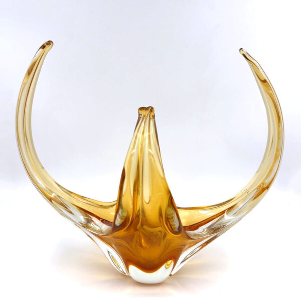 Murano Amber Free Form Large  Glass Centre Piece Bowl C1970