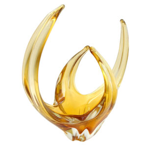 Murano Amber Free Form Large  Glass Centre Piece Bowl C1970