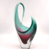 Murano Somerso Red To Aqua Free Form Large  Glass Centre Piece Vase C1970