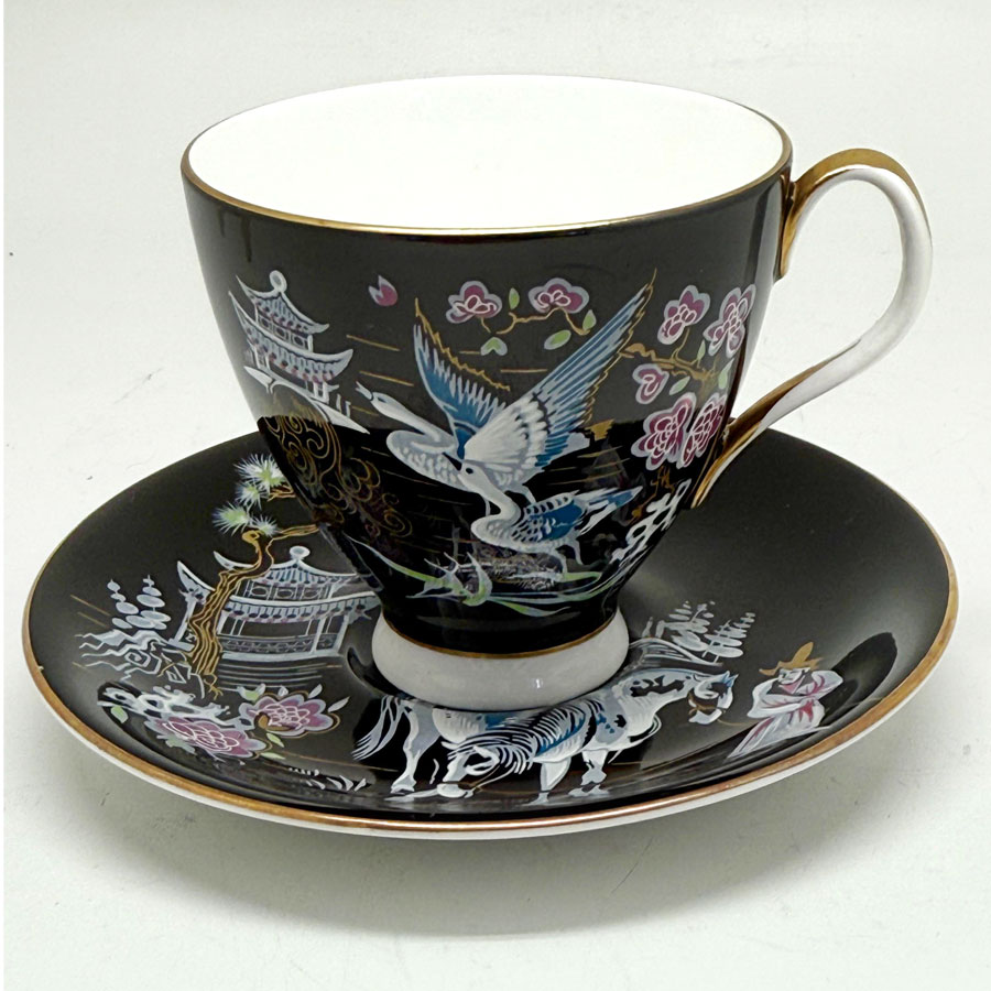 Royal Albert Oriental Black Demitasse Duo - Clyde on 4th Antiques