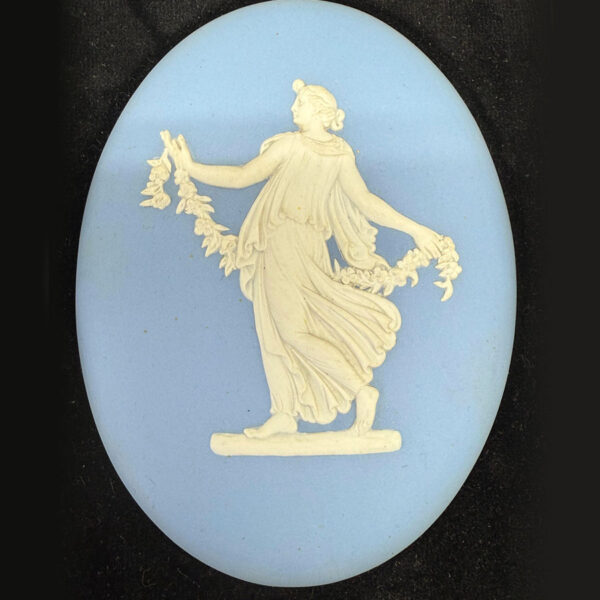 Wedgwood Blue Jasperware Maiden Plaque Framed