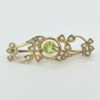Edwardian 15ct Gold Peridot & Seed Pearl Brooch c1900