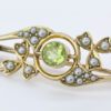Edwardian 15ct Gold Peridot & Seed Pearl Brooch c1900