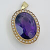 9ct Rose Gold Victorian Amethyst Seed Pearl Oval Pendant