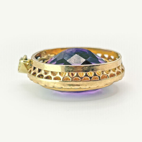 9ct Rose Gold Victorian Amethyst Seed Pearl Oval Pendant