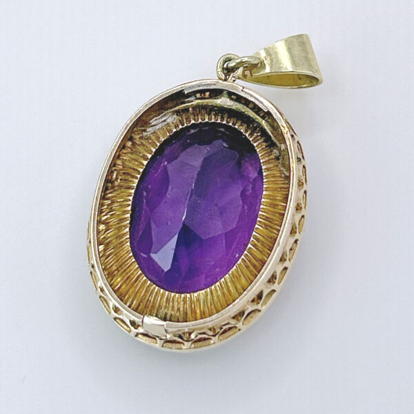 9ct Rose Gold Victorian Amethyst Seed Pearl Oval Pendant