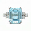 9ct White Gold Aquamarine and Diamond Dress Ring