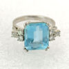 9ct White Gold Aquamarine and Diamond Dress Ring