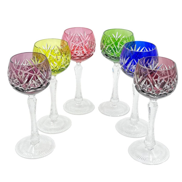 Bohemian Crystal Set Of 6 Wine Glasses