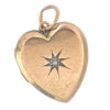 Edwardian 9Ct Gold Large Heart Locket With Star Burst Set Diamond