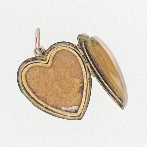 Edwardian 9Ct Gold Large Heart Locket With Star Burst Set Diamond