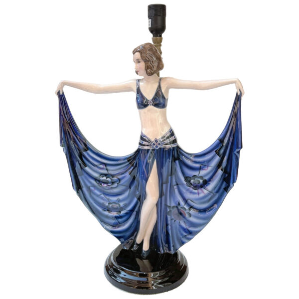 Goldscheider-Art-Deco-Earthenware-Figural-Lamp-of-a-Dancer-Lorenzl-C1930 Goldscheider Art Deco Earthenware Figural Lamp of a Dancer Lorenzl C1930