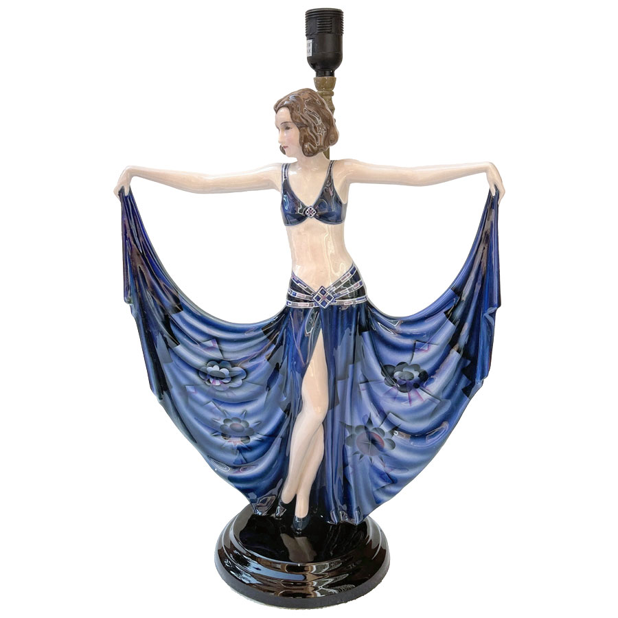 Goldscheider Art Deco Earthenware Figural Lamp of a Dancer Lorenzl