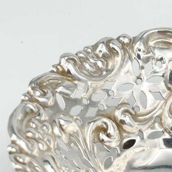 Hallmarked Silver  Pierced Heart Shaped Bon Bon Birmingham 1912