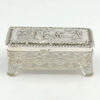 Hallmarked Silver and Glass Embossed Garden Scene Trinket Box Birmingham 1905