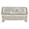 Hallmarked Silver and Glass Embossed Garden Scene Trinket Box Birmingham 1905