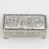 Hallmarked Silver and Glass Embossed Garden Scene Trinket Box Birmingham 1905