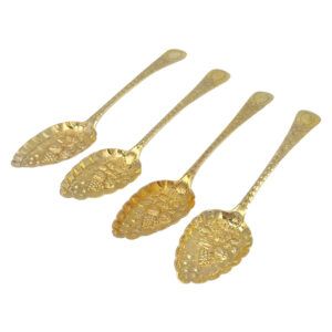 Irish-Silver-Set-Of-Four-Gilded-Berry-Spoons-Dublin-1805-John-Power Irish Silver Set Of Four Gilded Berry Spoons Dublin 1805 John Power